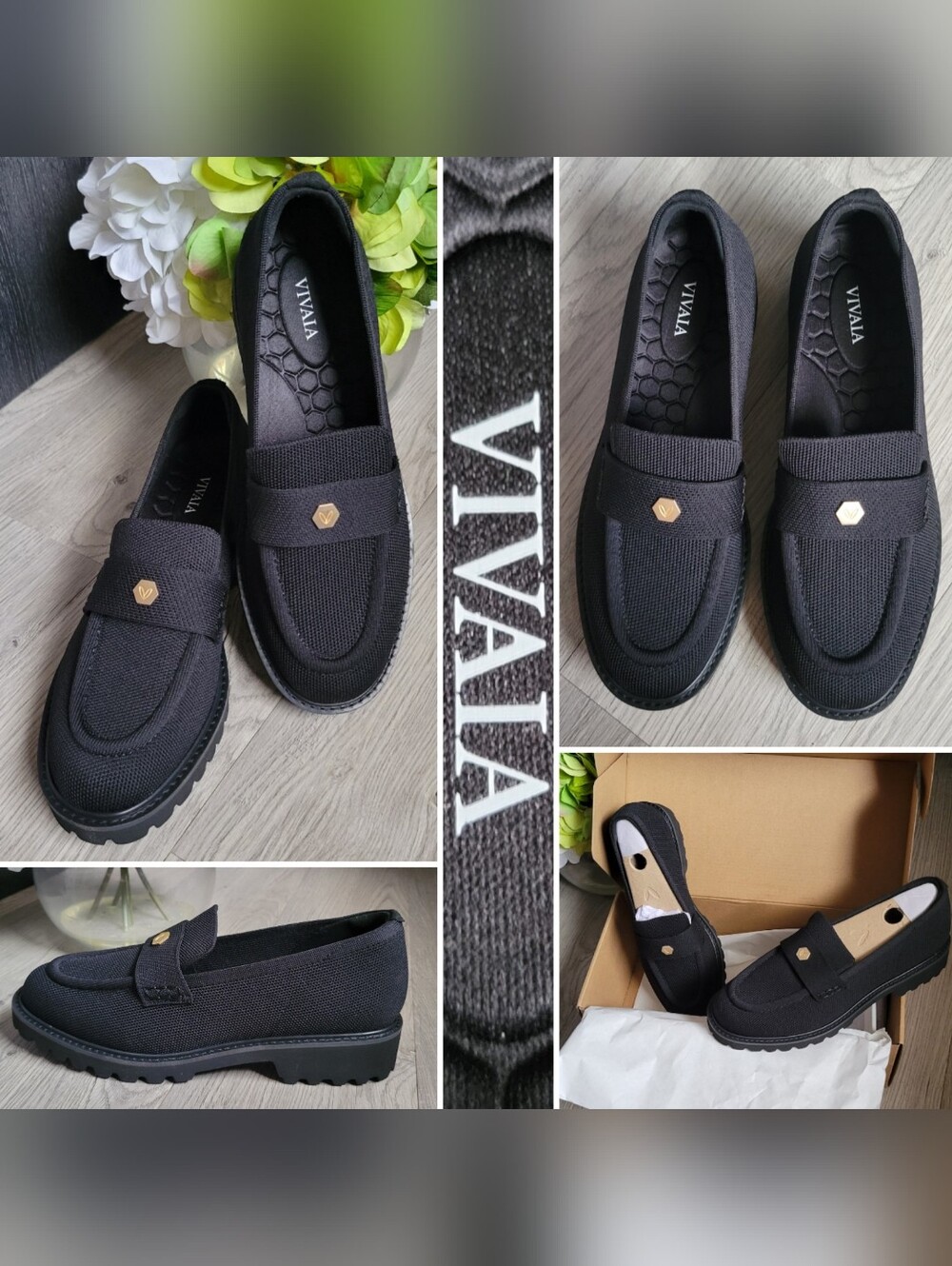 Vivaia Francesca Black Round-Toe Platform Chunky Heel Penny Loafers, US 8 EU 39